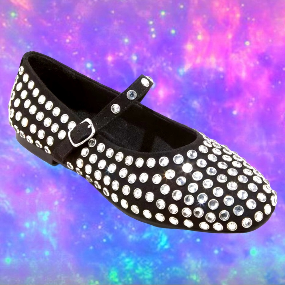 🆕A New Day Women’s Black “Issa” Rhinestone Mary-Jane Ballet Flats❤️❤️Sz: 11